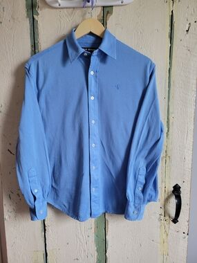Polo by Ralph Lauren Sky Blue 100% Cotton Long-Sleeve Button-Down Knit Shirt